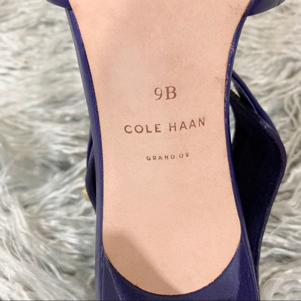Cole Haan Marine Blue Ankle Wrap Heels Sz 9 - Picture 8 of 8